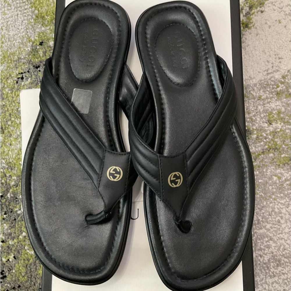 Gucci Black Quilted Leather Slides